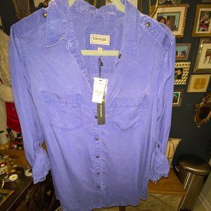 Express- NWT Blue Boyfriend Fit Button Up